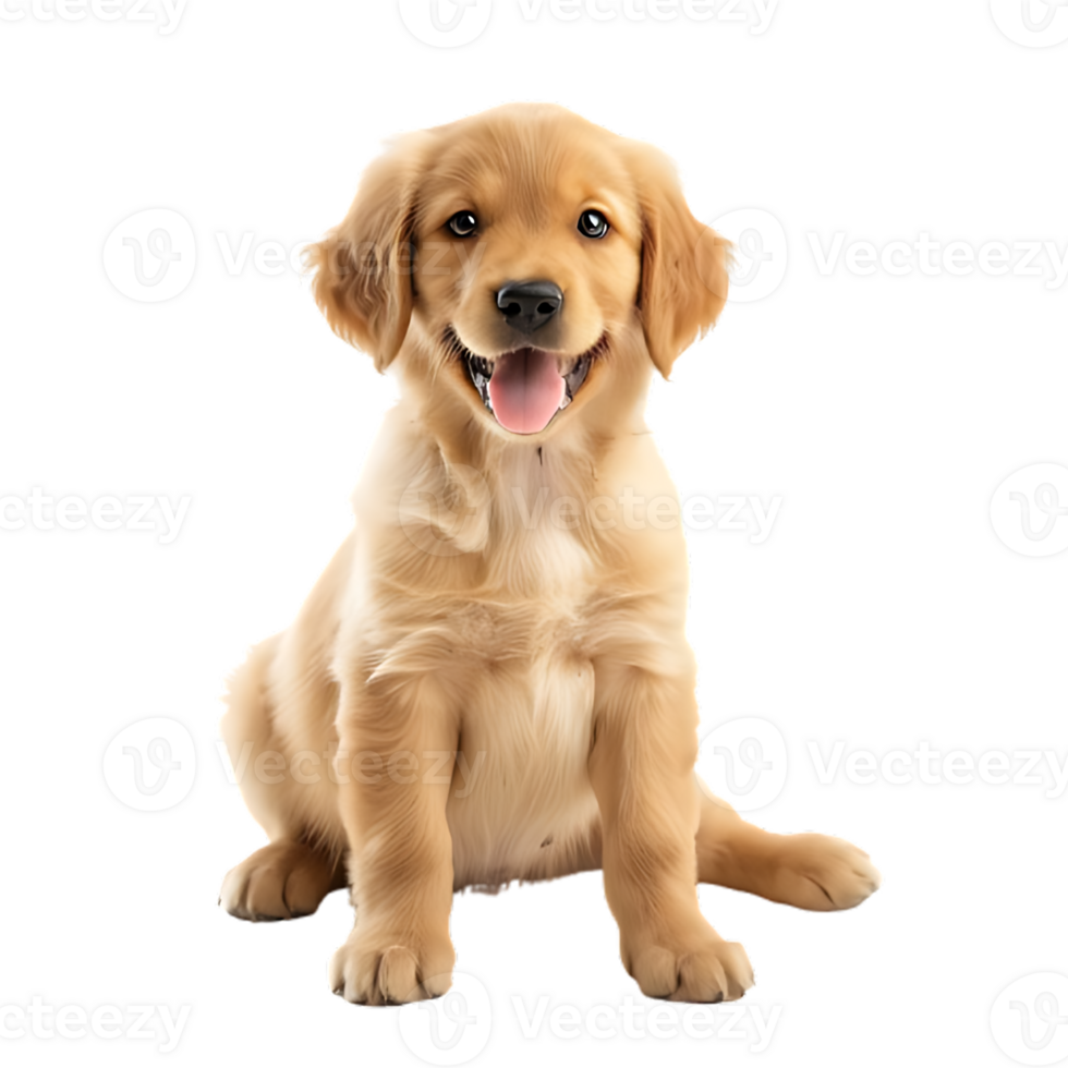 Friendly Golden Retriever Puppy Isolated on Transparent Background png