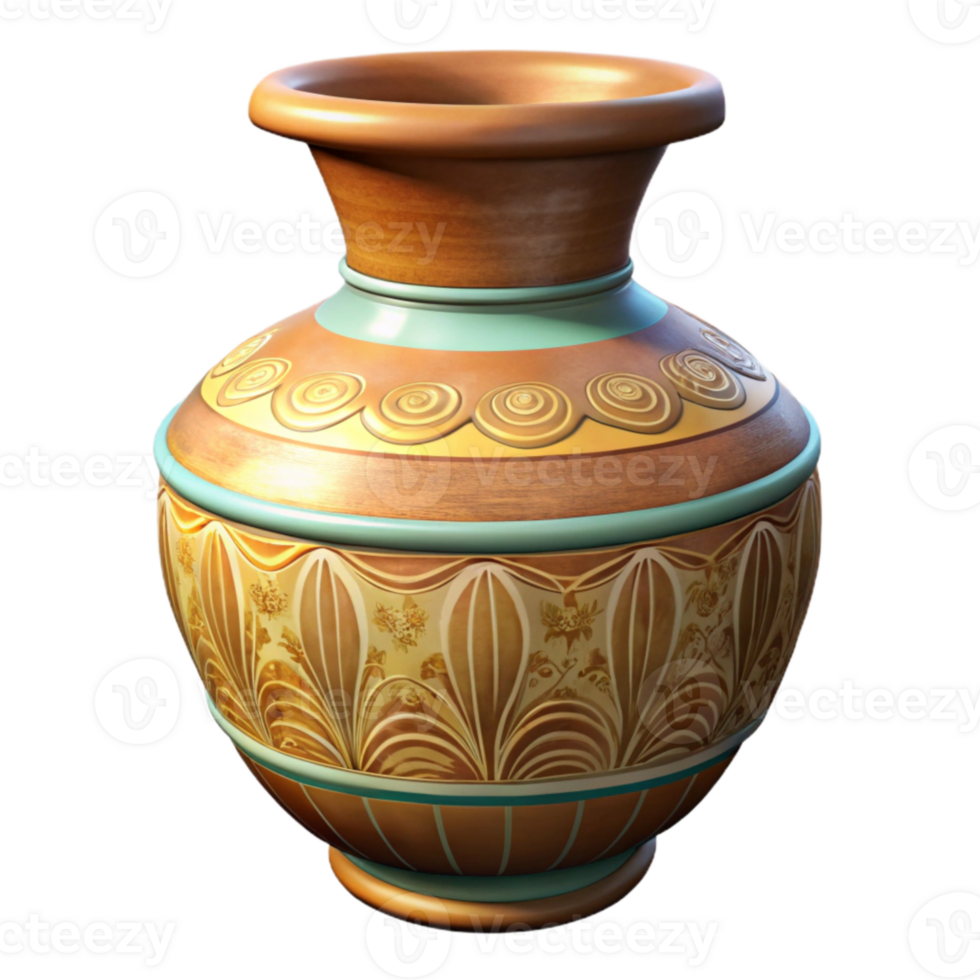 beautiful rustic Restored Ceramic Vase Cutout Decorative Pattern detailed png