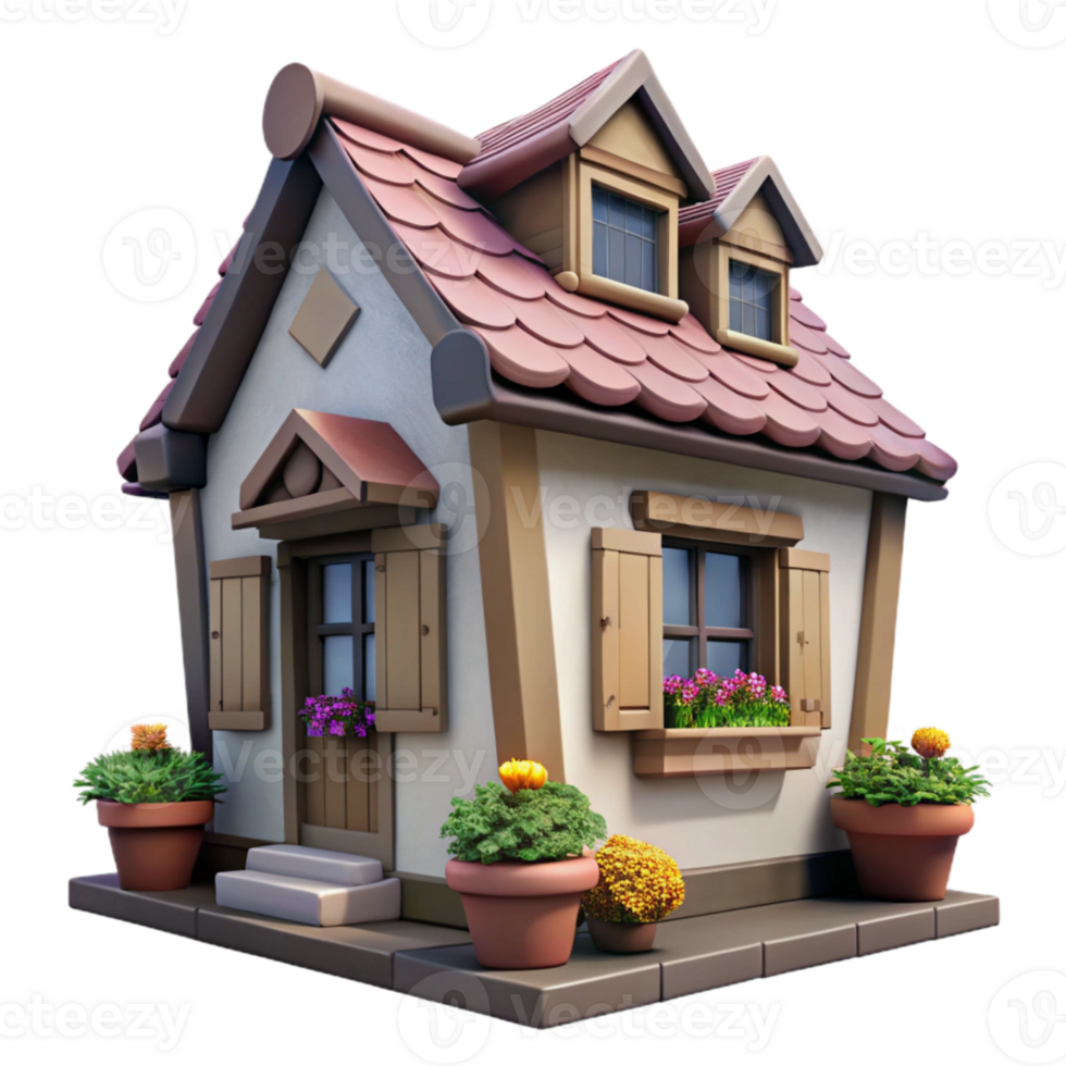 serene creative Restored Cottage Flower Boxes Window Detail Transparent Background professional png