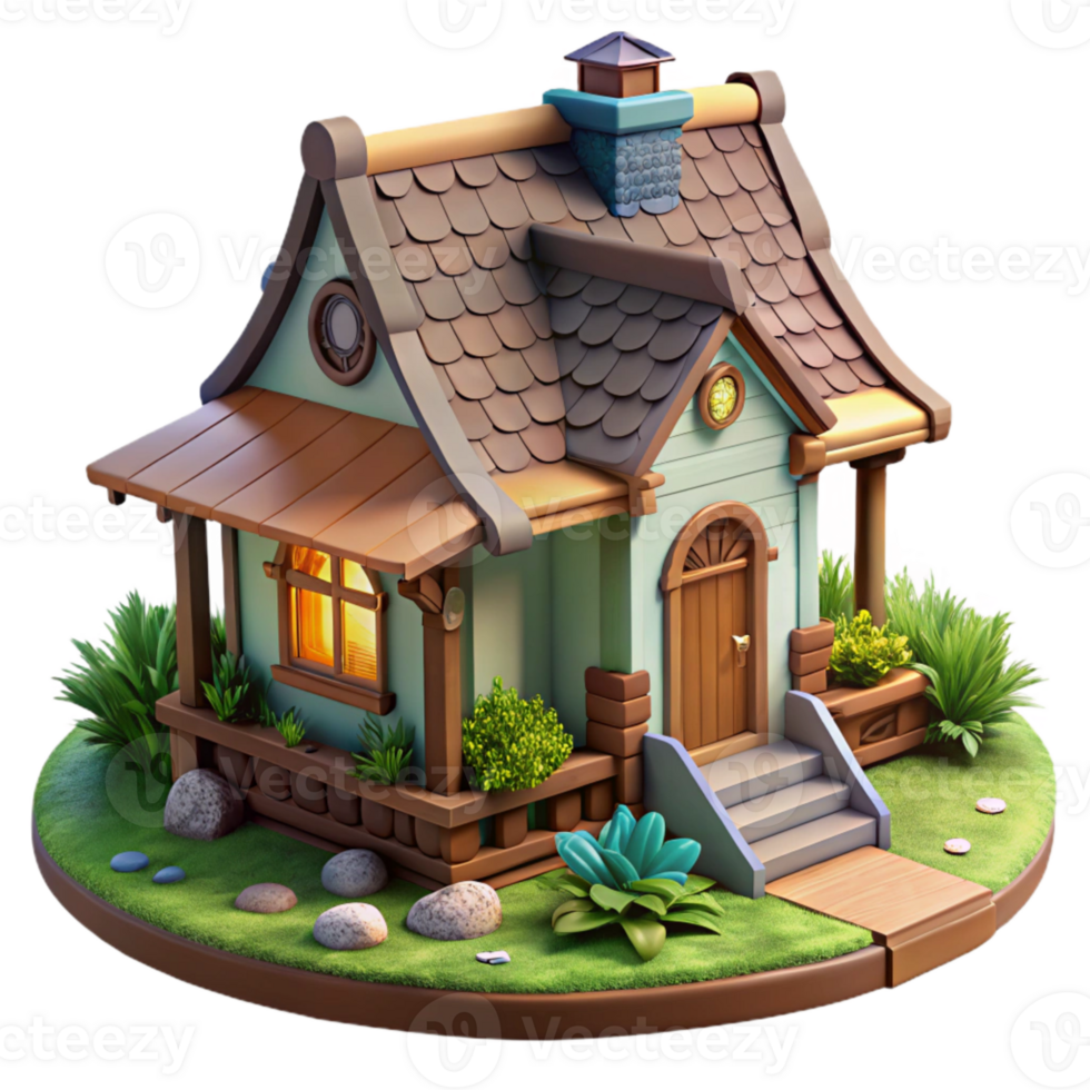 beautiful modern Restored Cottage Quaint Garden Transparent Background professional png
