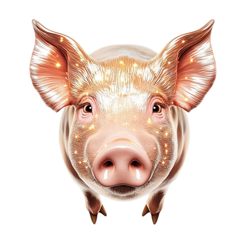 Pig large ears a curious expression on its face png