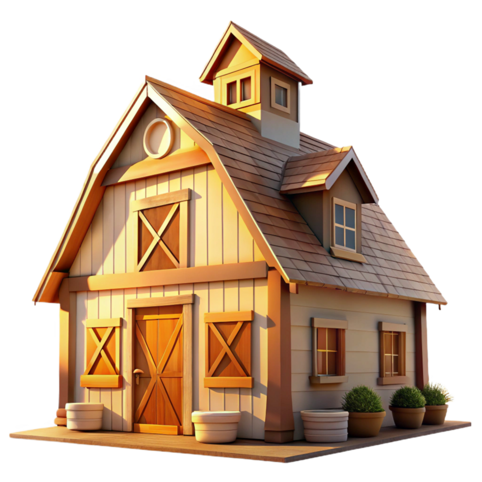 impressive rustic Restored Farmhouse Bright Sunlight Transparent Background professional png