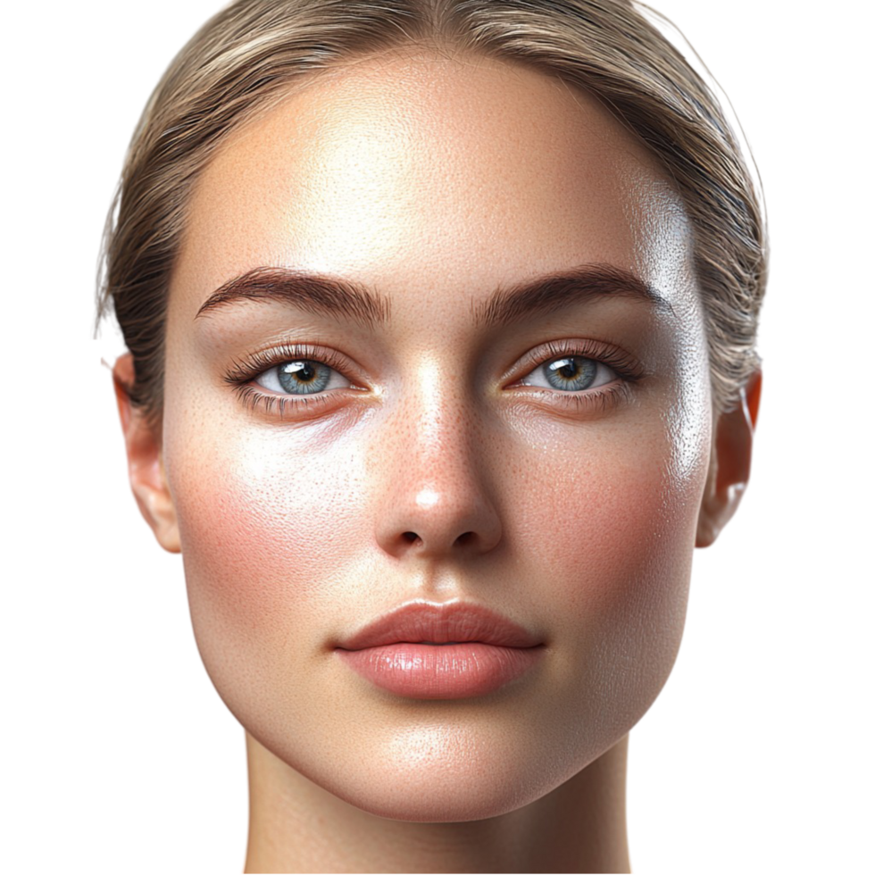 Realistic digital portrait of a young woman blue eyes png