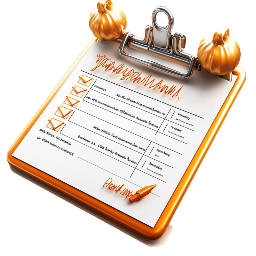 Clipboard a completed checklist a golden clip png