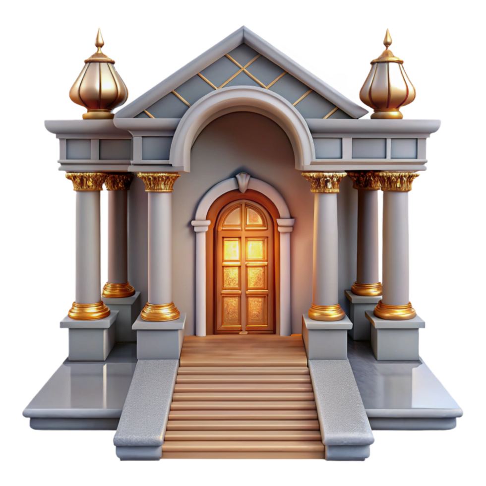 elegant vintage Restored Mansion Grand Entrance Transparent Background authentic png