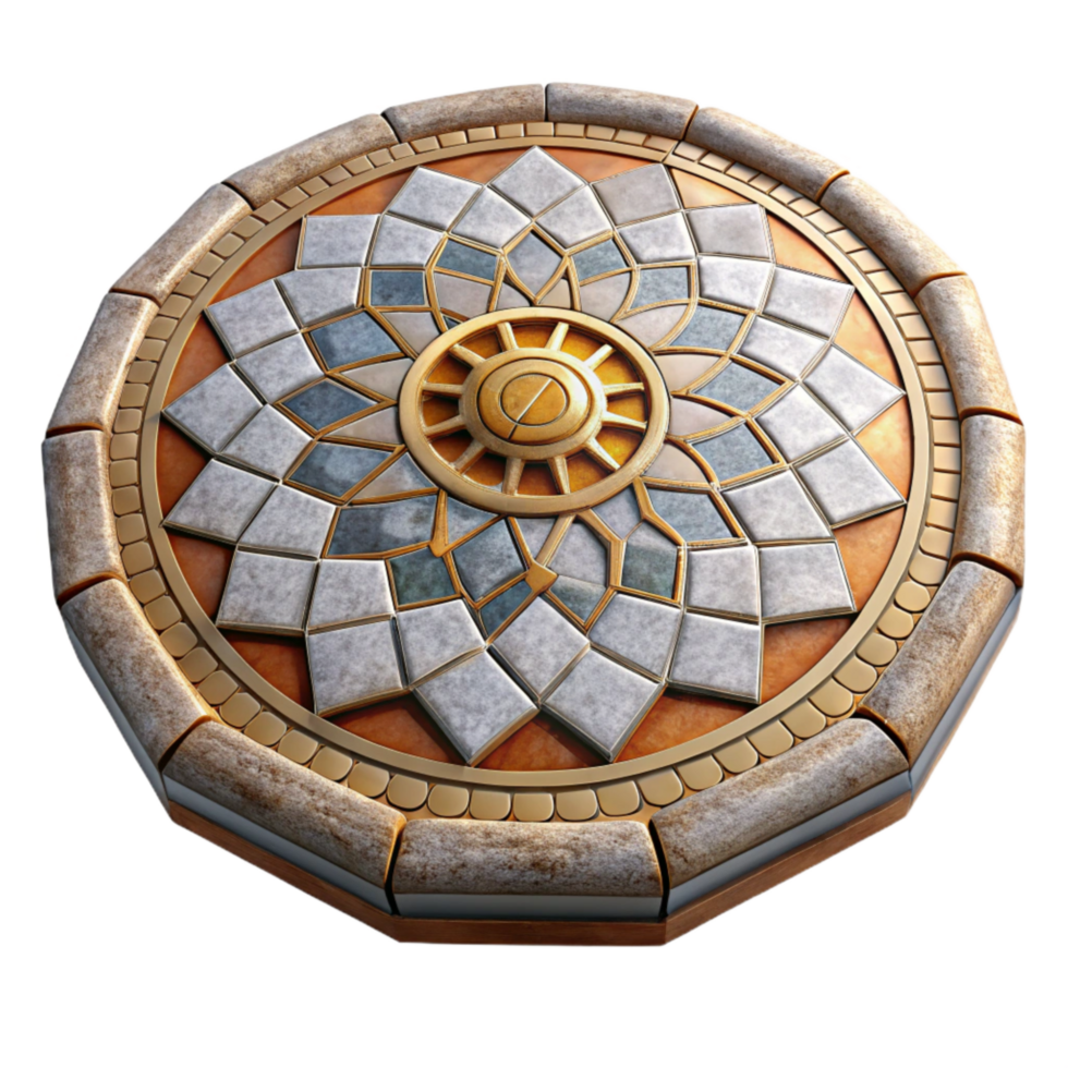 serene creative Restored Mosaic Floor Pattern Detail Isolated high quality png
