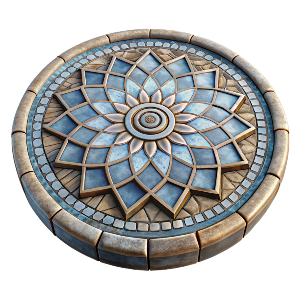 beautiful traditional Restored Mosaic Floor Pattern Detail Isolated high quality png