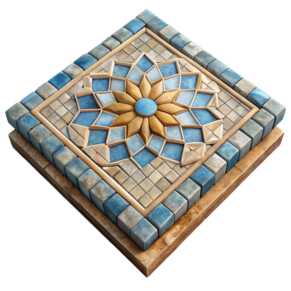impressive abstract Restored Mosaic Floor Tile Cutout Geometric Pattern premium png