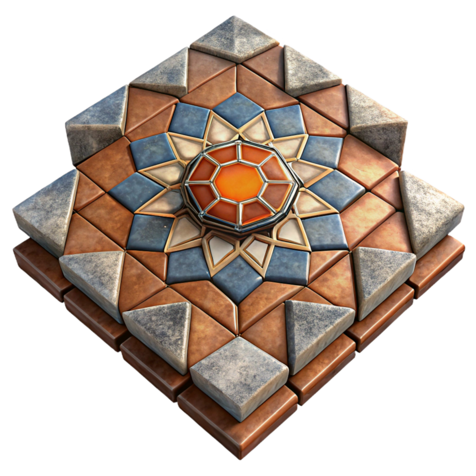 dramatic creative Restored Mosaic Floor Tile Cutout Geometric Pattern authentic png