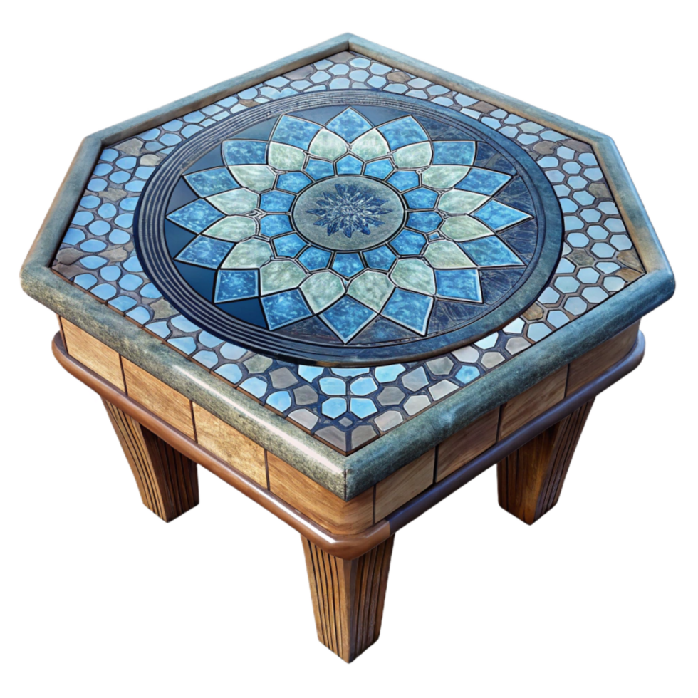 impressive traditional Restored Mosaic Tabletop Geometric Pattern Isolated high resolution png