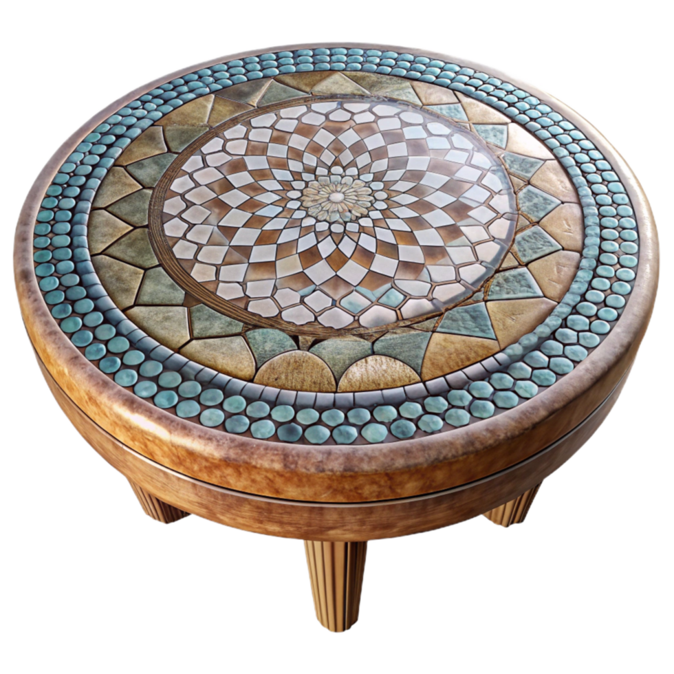 extraordinary modern Restored Mosaic Tabletop Geometric Pattern Isolated authentic png