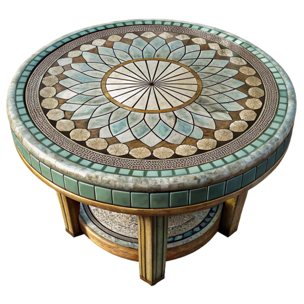 elegant artistic Restored Mosaic Tabletop Geometric Pattern Isolated original png