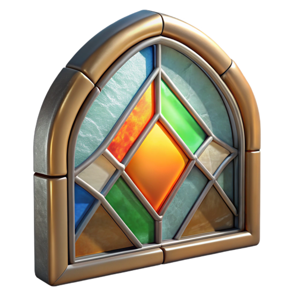 extraordinary artistic Restored Stained Glass Panel Geometric Design Isolated high quality png