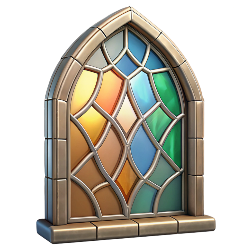 beautiful contemporary Restored Stained Glass Panel Geometric Design Isolated premium png