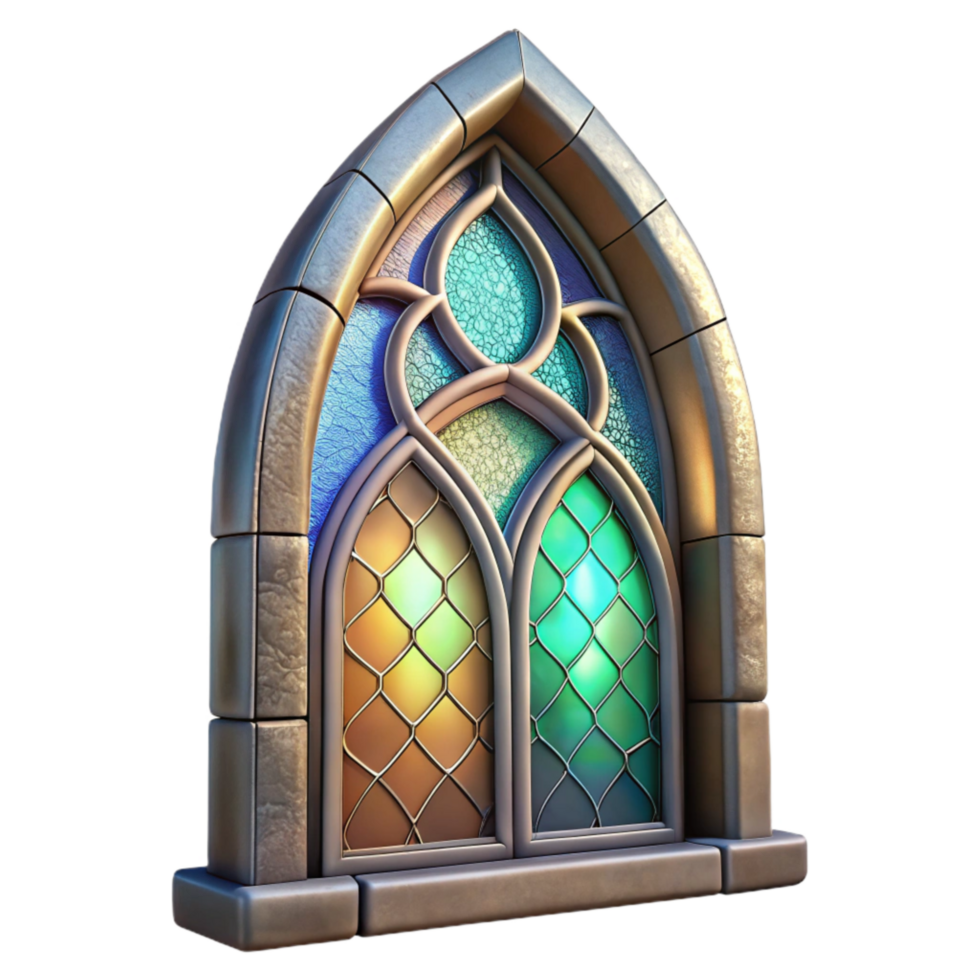 magnificent artistic Restored Stained Glass Window Fragment Cutout Image authentic png