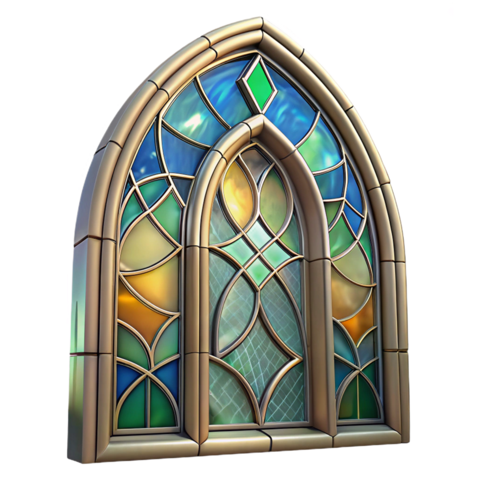 vibrant traditional Restored Stained Glass Window Fragment Cutout Image exclusive png