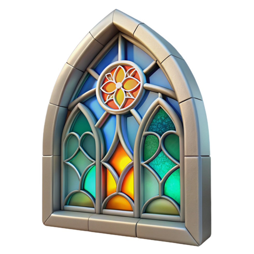 extraordinary rustic Restored Stained Glass Window Fragment Cutout Image authentic png