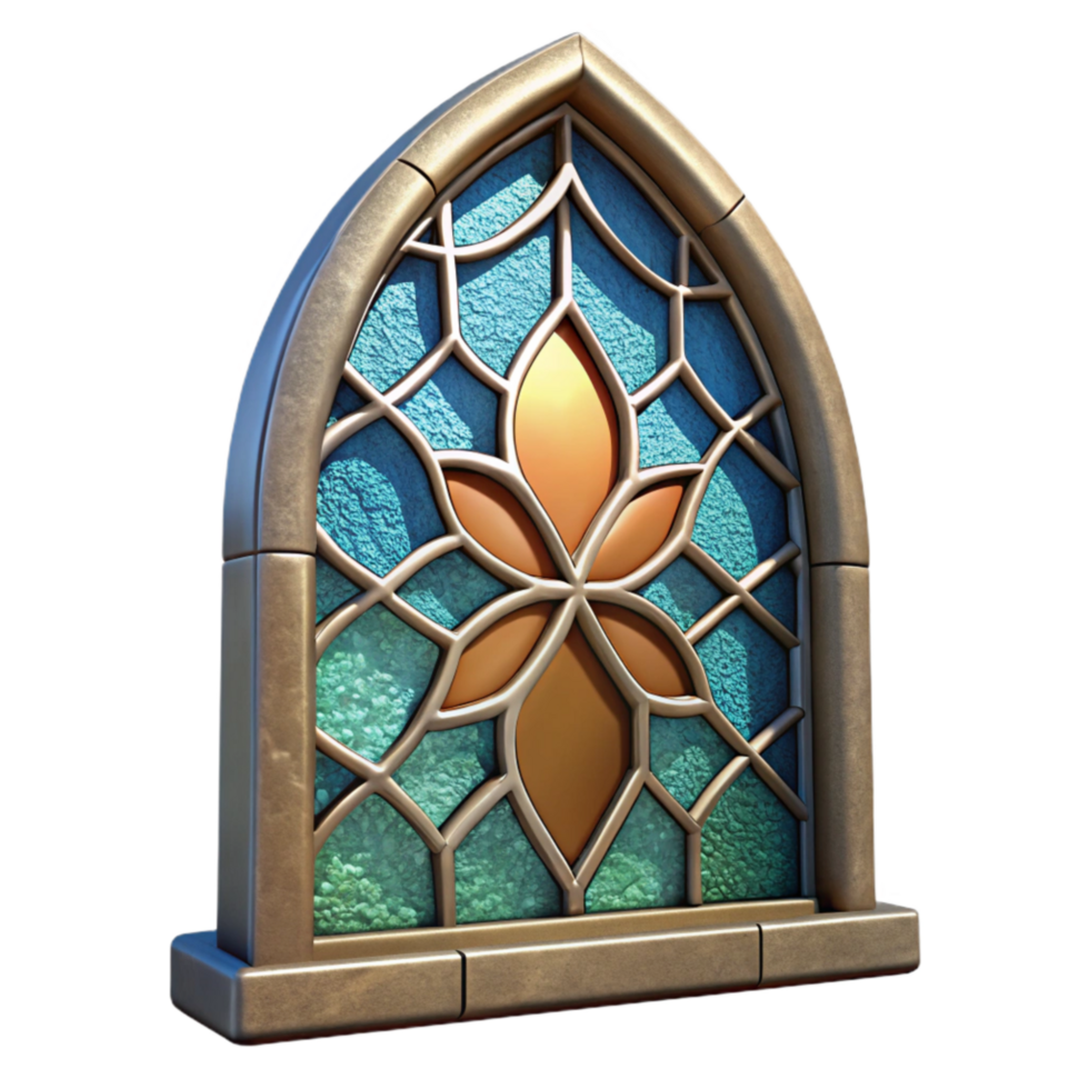 dramatic modern Restored Stained Glass Window Fragment Cutout Image high resolution png