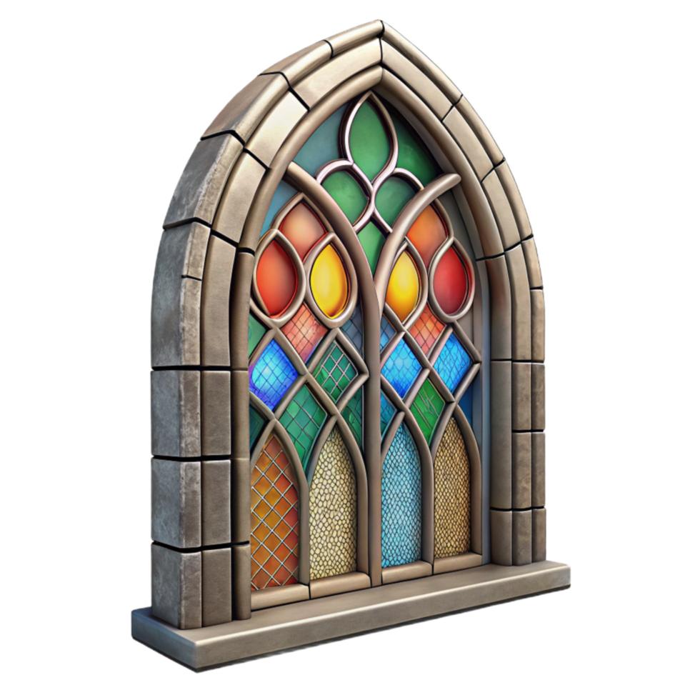 stunning creative Restored Stained Glass Window Fragment Cutout Image high resolution png