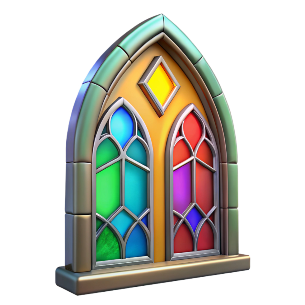vibrant minimalist Restored Stained Glass Window Fragment Cutout Image genuine png