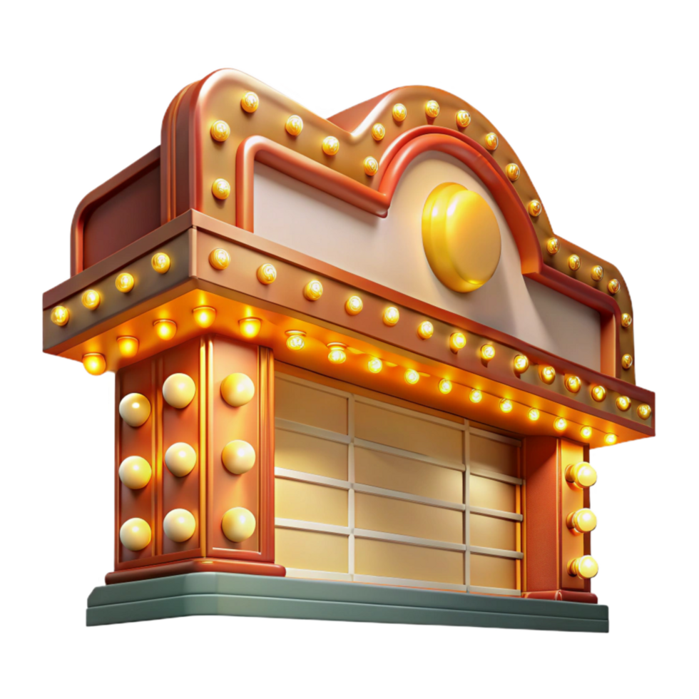 wonderful traditional Restored Theater Marquee Bright Lights Transparent Background png