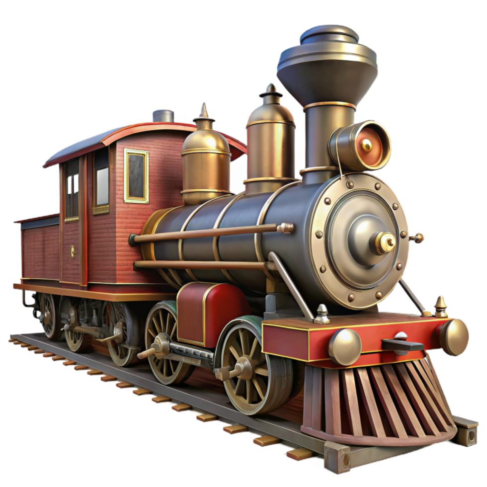 beautiful artistic Restored Train Locomotive Steam Engine Transparent Background genuine png