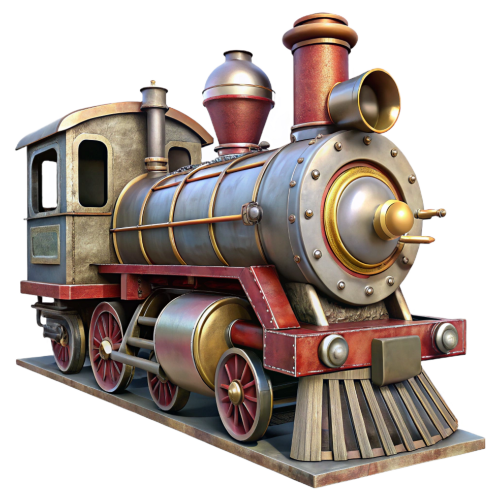 vibrant artistic Restored Train Locomotive Steam Engine Transparent Background authentic png