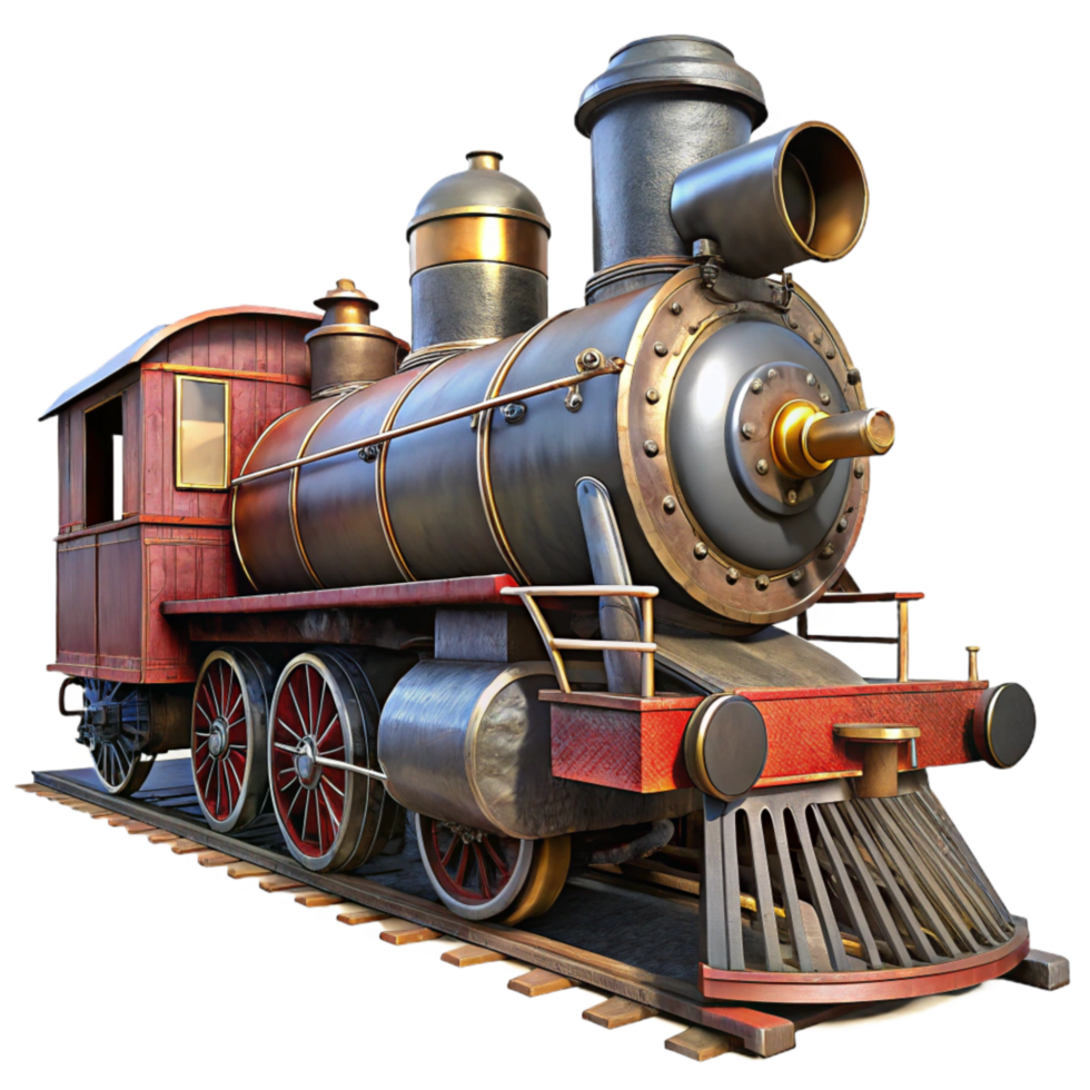 vibrant minimalist Restored Train Locomotive Steam Engine Transparent Background original png