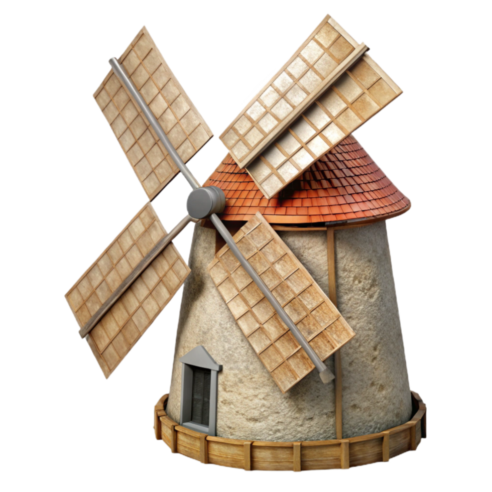 elegant modern Restored Windmill Sails Turning Transparent Background premium png