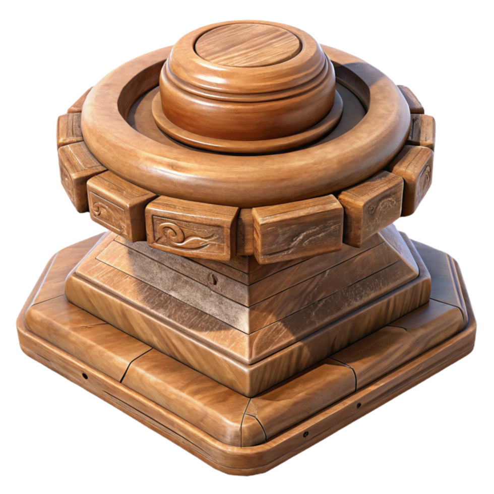 elegant minimalist Restored Wooden Sculpture Base Detail Isolated high quality png