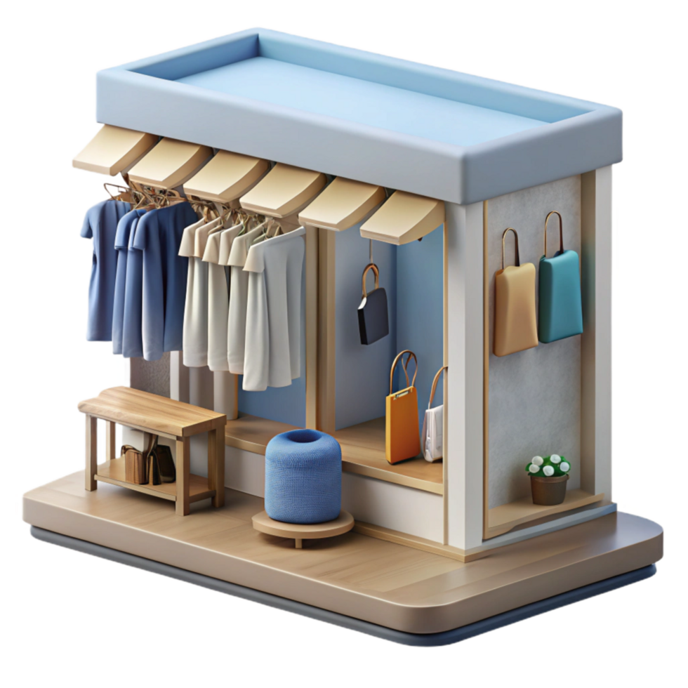 vibrant creative Retail Store with Clothing Displays on Transparent Background high resolution png