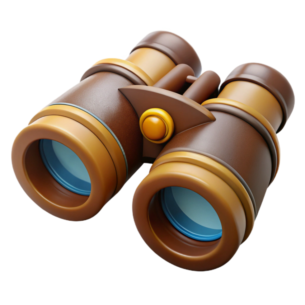 stunning traditional Retro Binoculars with Brown Leather Cutout high quality png