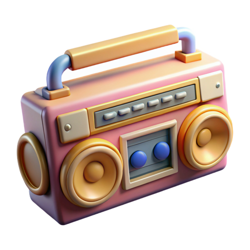 impressive traditional Retro Boombox Cassette Player Front View Isolated genuine png
