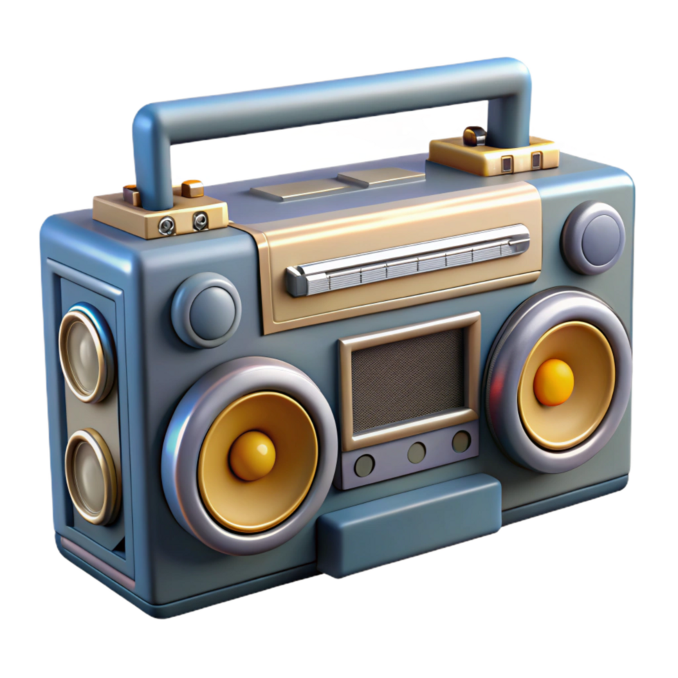 beautiful minimalist Retro Boombox Cassette Player Front View Isolated exclusive png