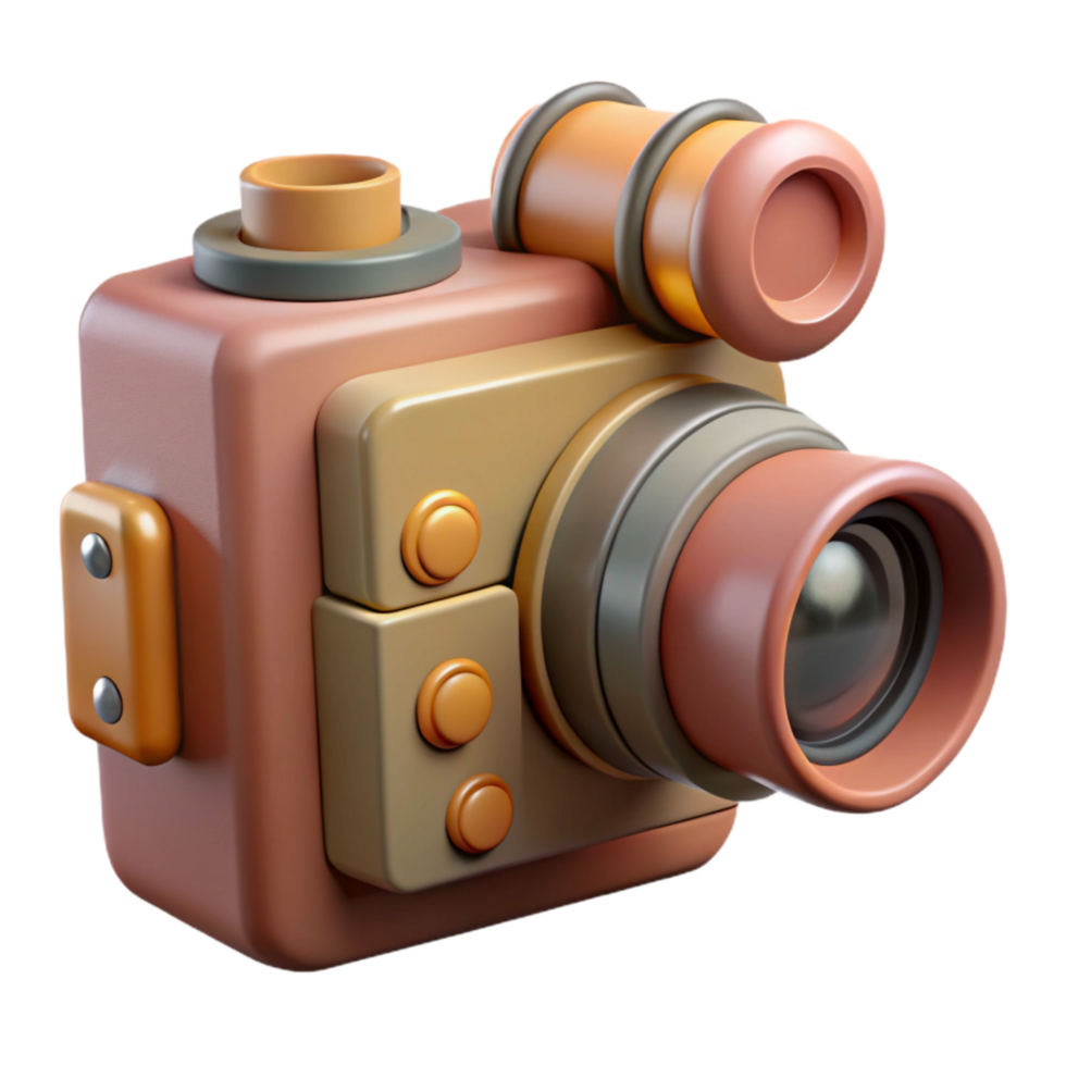 serene minimalist Retro Film Camera with Strap Isolated authentic png