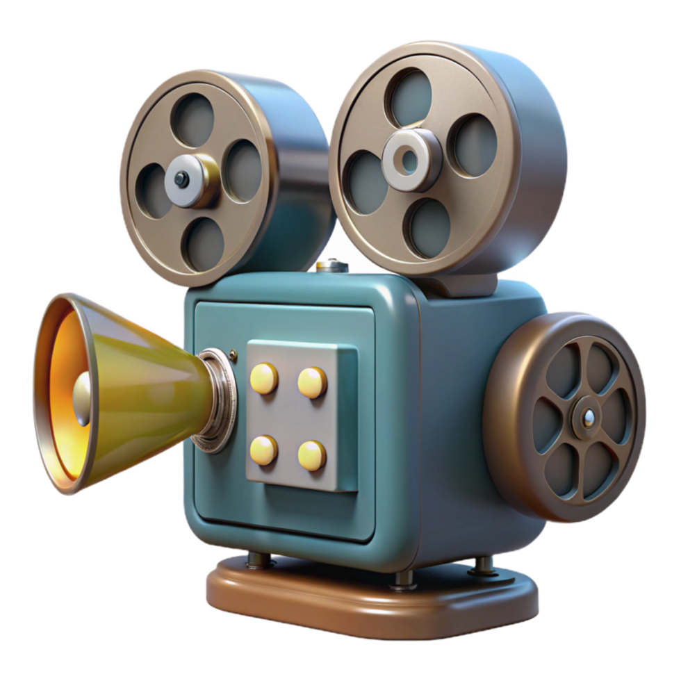 vibrant artistic Retro Film Projector with Light Beam Cutout Element original png