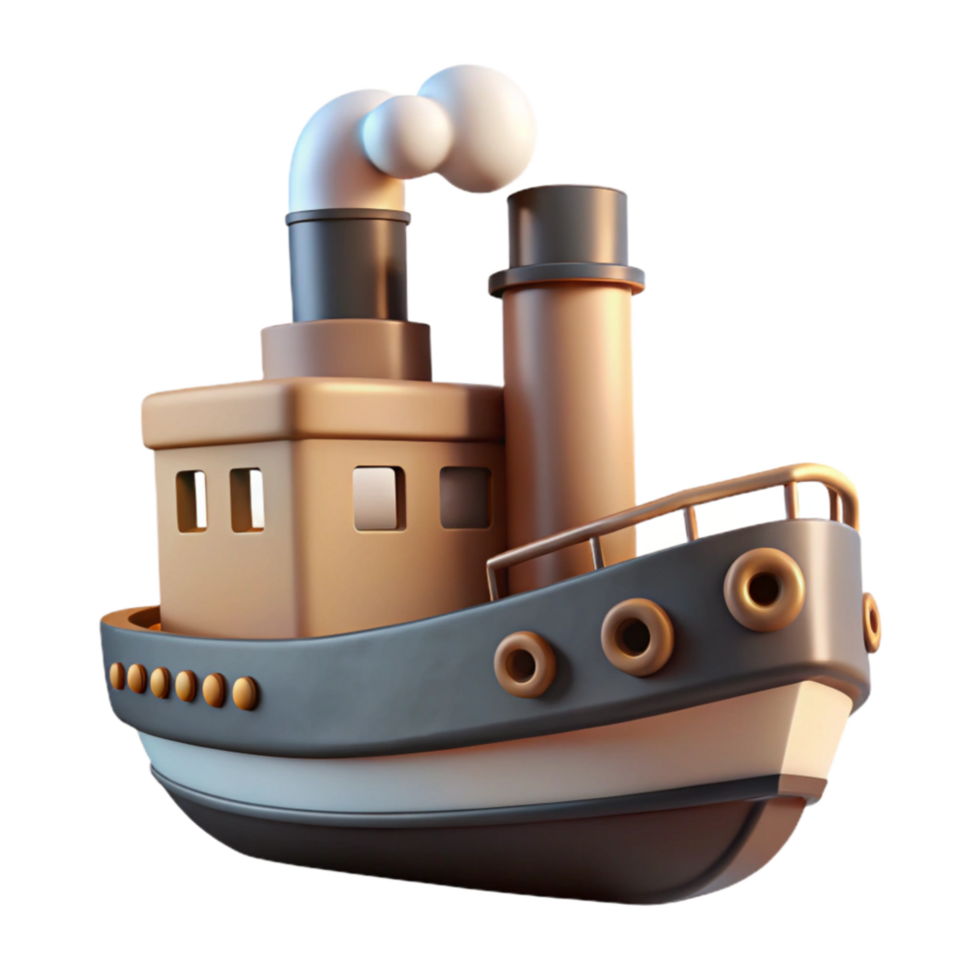 stunning contemporary Retro Steamship with Smoke Stack Cutout Element premium png