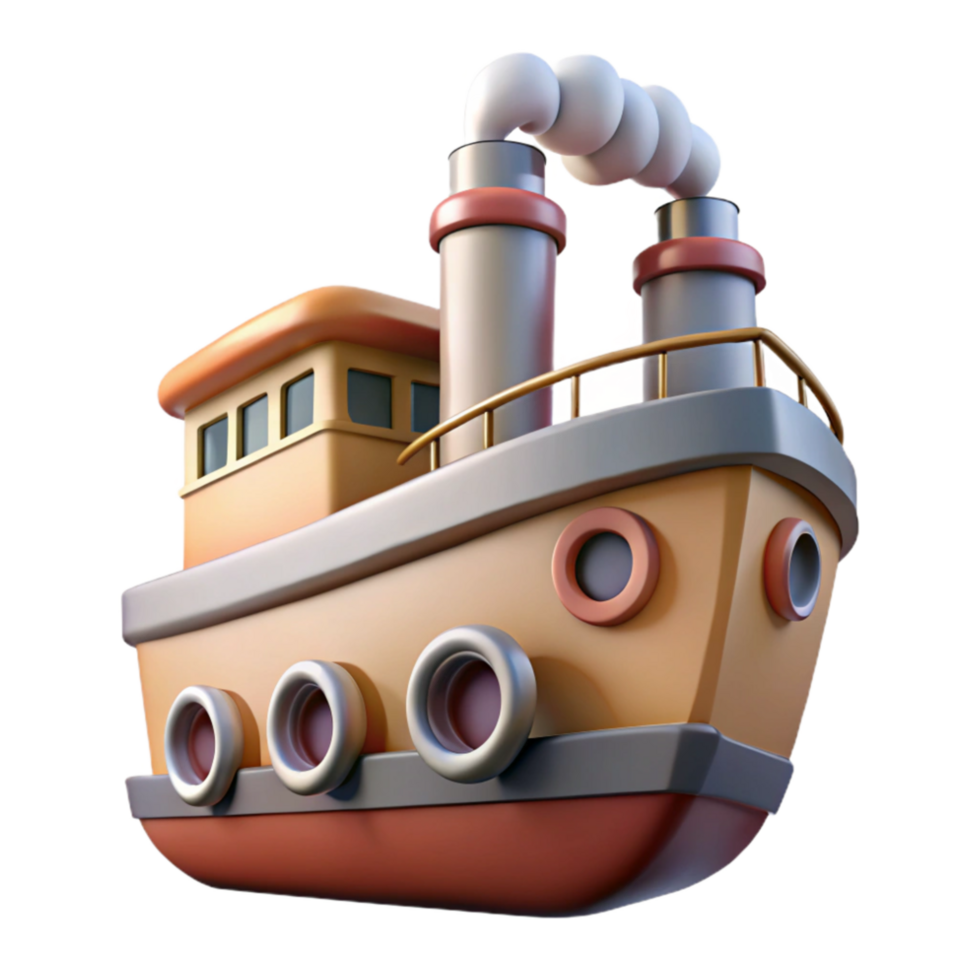 vibrant creative Retro Steamship with Smoke Stack Cutout Element genuine png