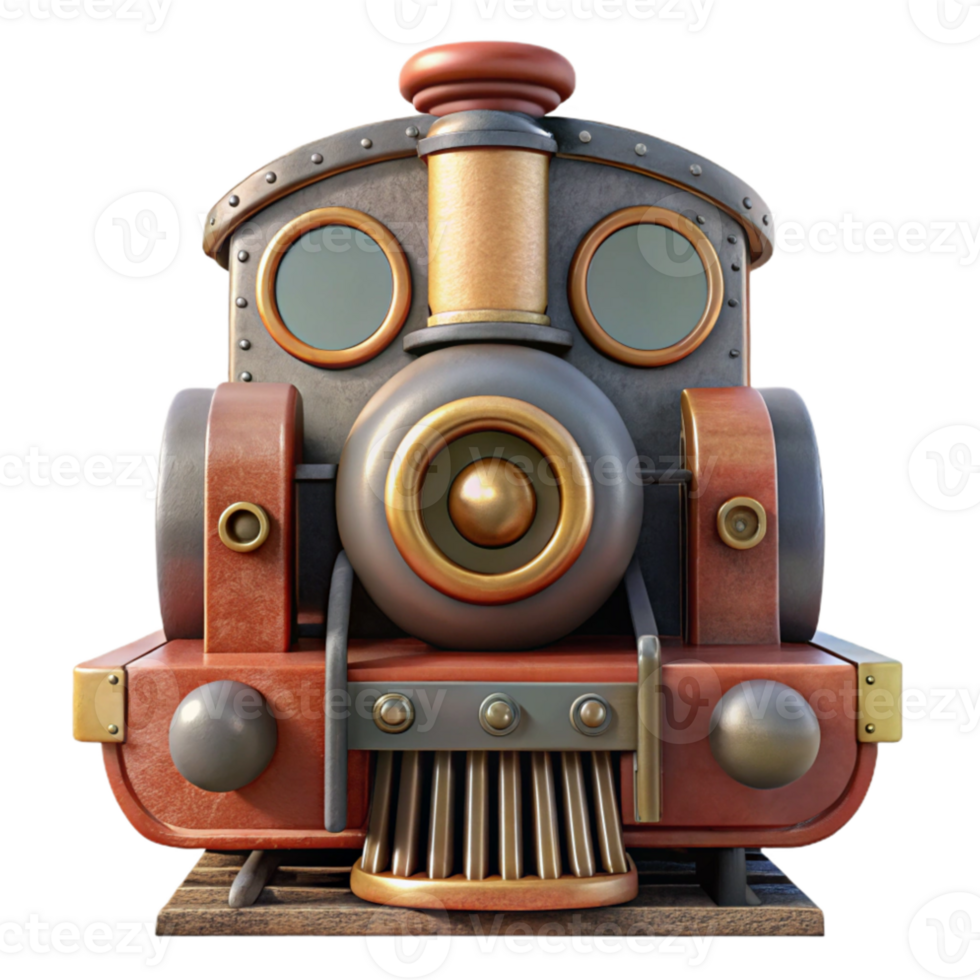 extraordinary rustic Retro Train Locomotive Front View Cutout Element genuine png