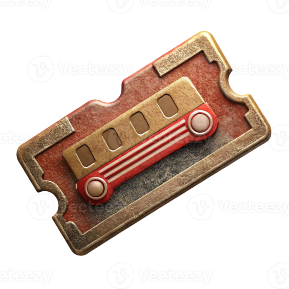 elegant classic Retro Train Ticket with Destination Stamp Transparent Background png
