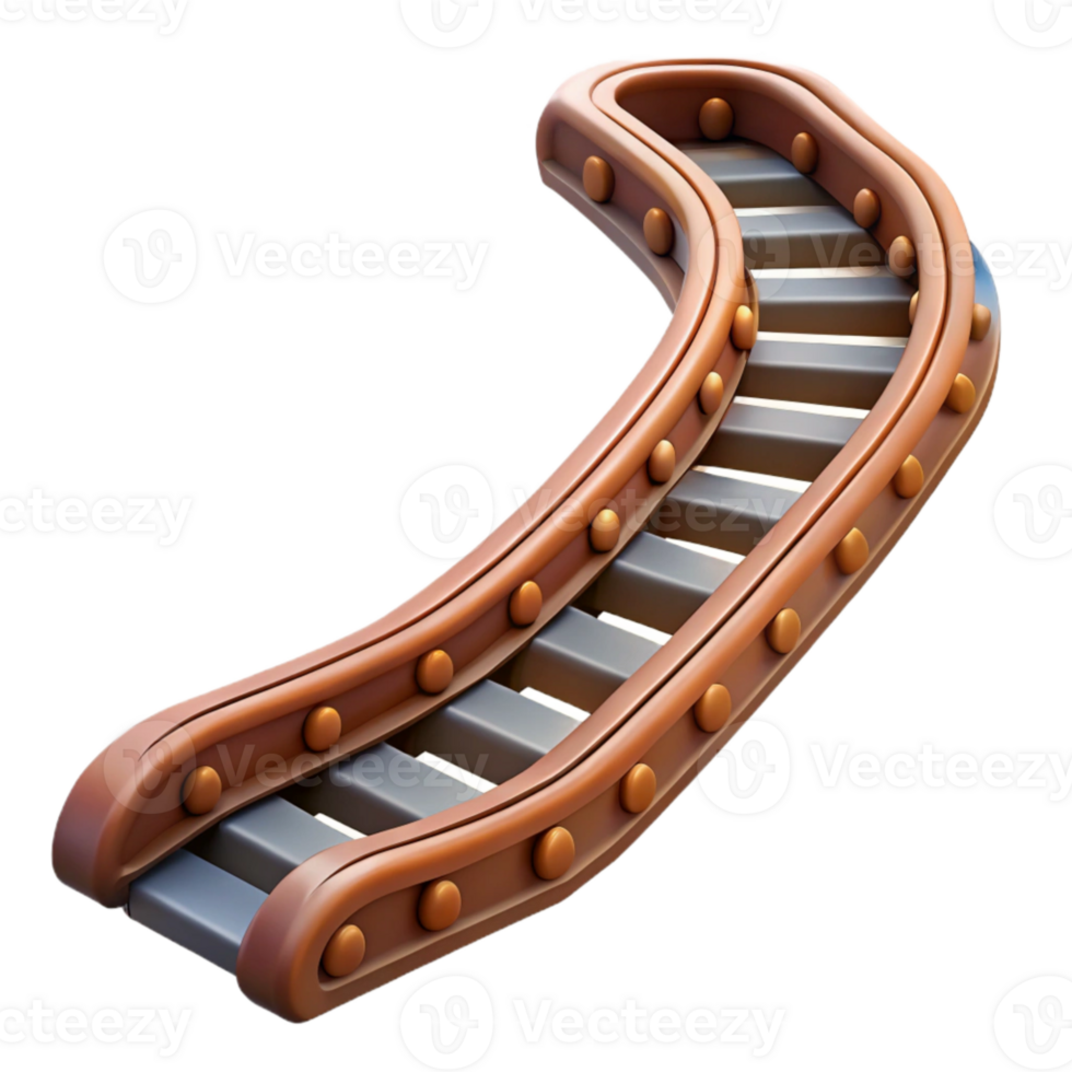 extraordinary rustic Retro Train Tracks Curving View Cutout Element png
