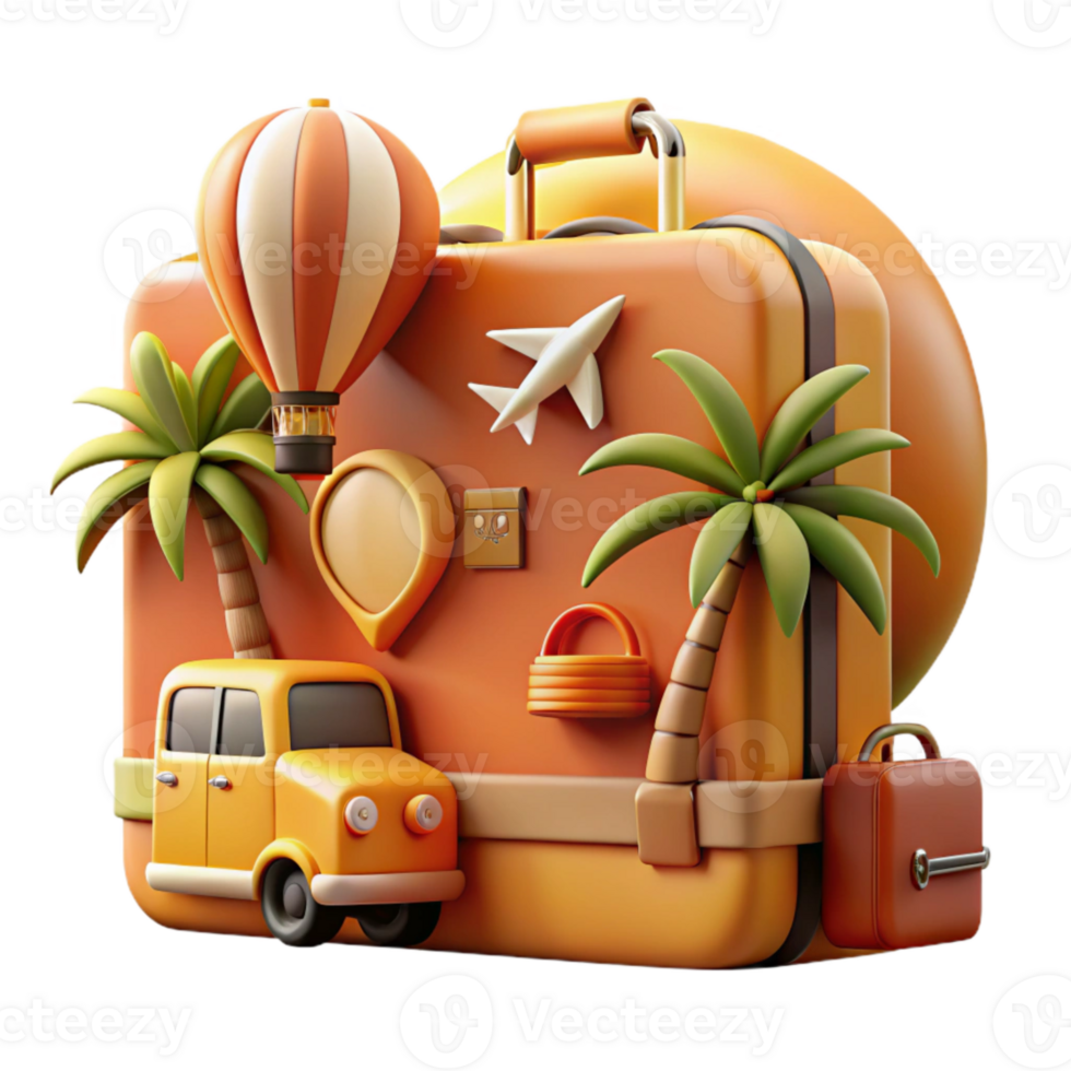 stunning modern Retro Travel Poster Cutout with Warm Color Palette high quality png