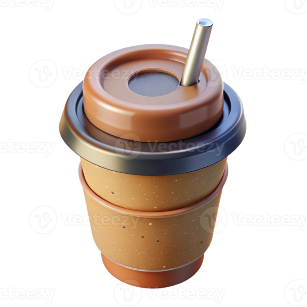 elegant artistic Reusable Coffee Cup with Lid Green Cutout high resolution png