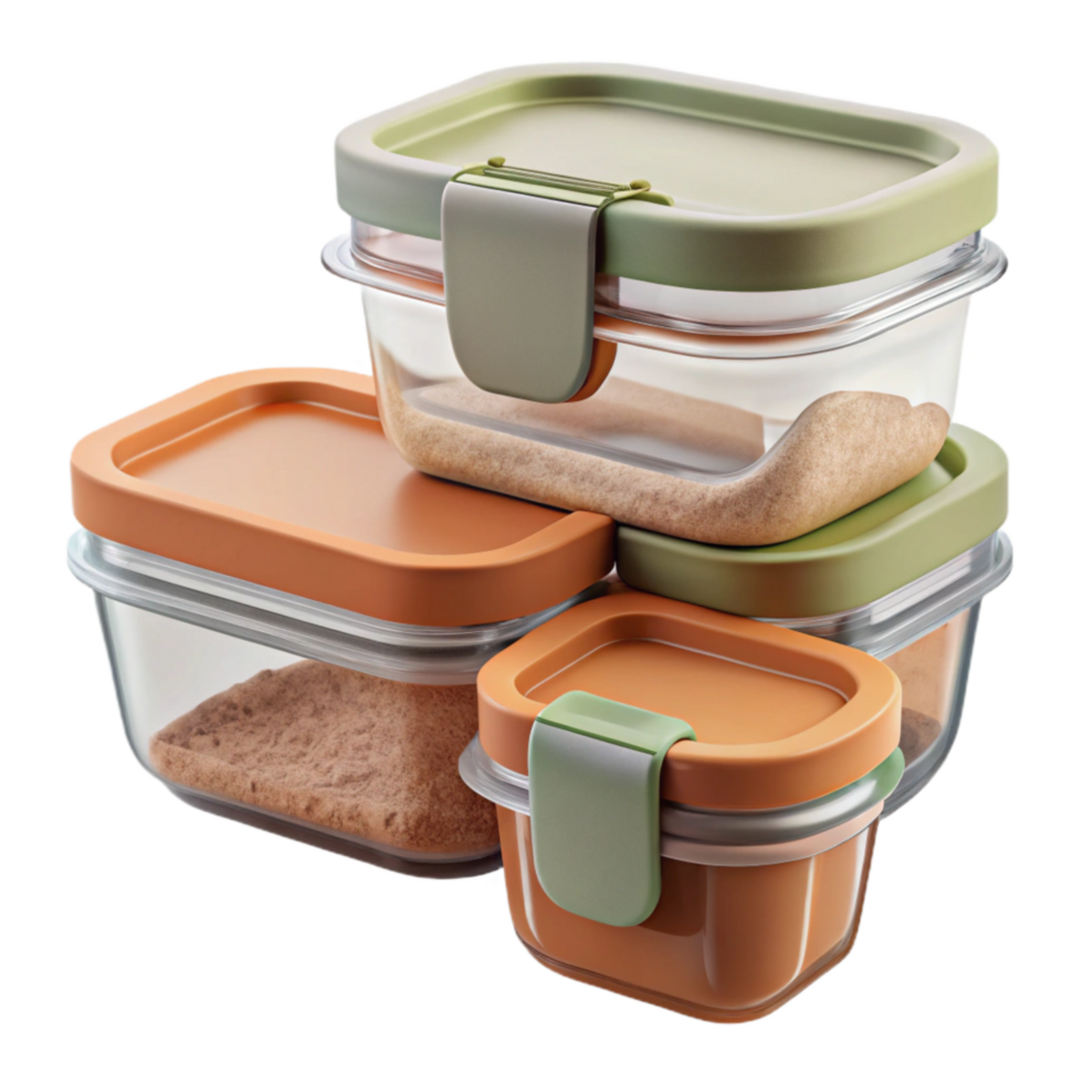 vibrant modern Reusable Food Containers Set Glass Clear Cutout png