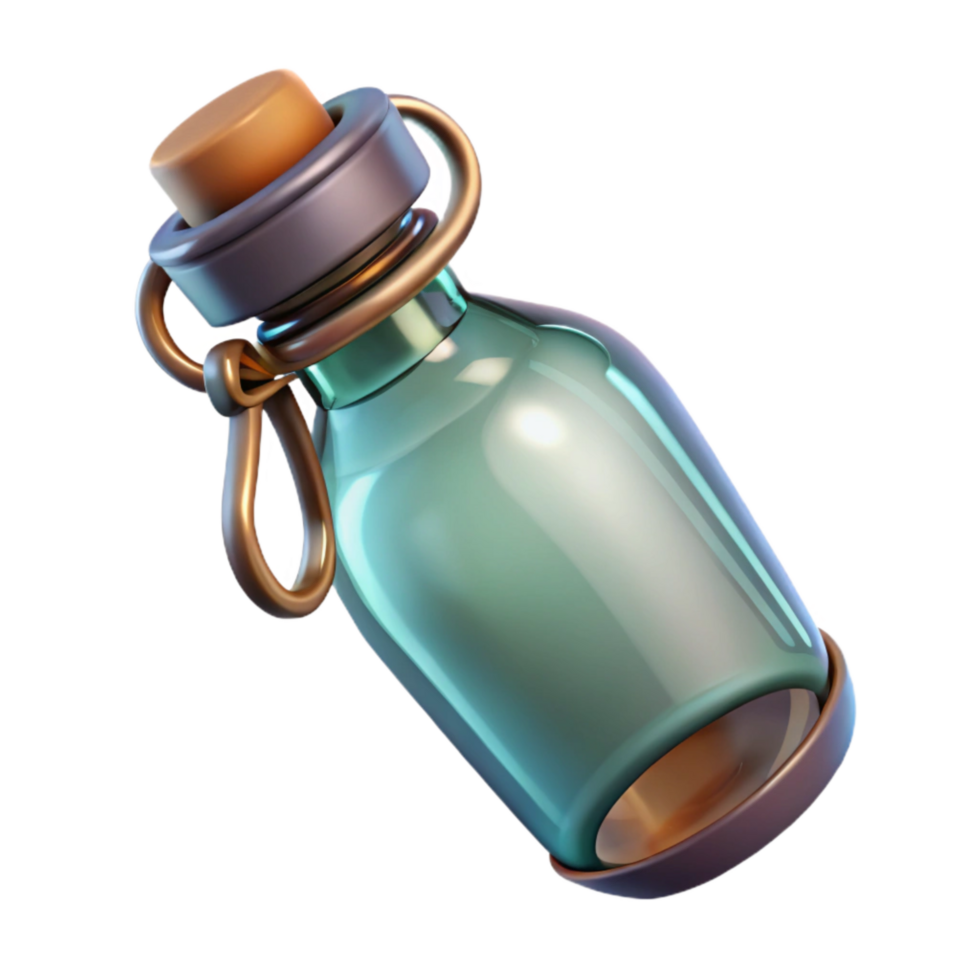 elegant modern Reusable Glass Bottle with Cork Stopper Transparent Background png