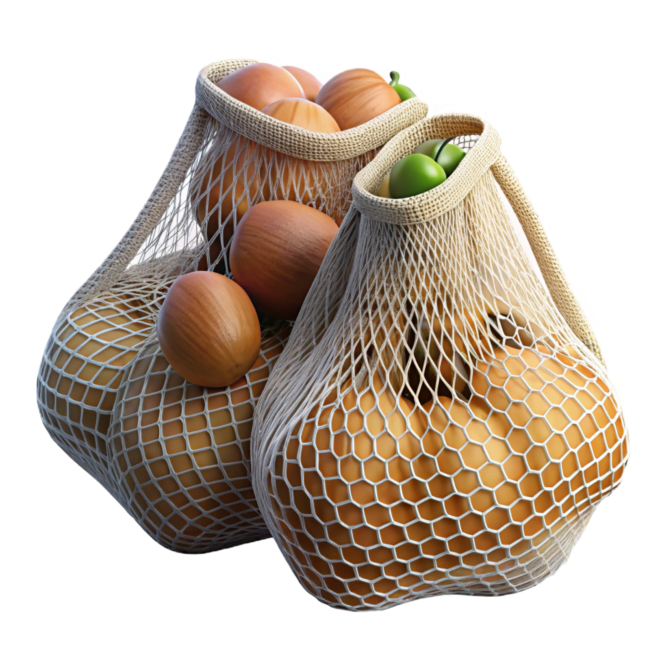 magnificent rustic Reusable Produce Bags Mesh Cotton Isolated genuine png
