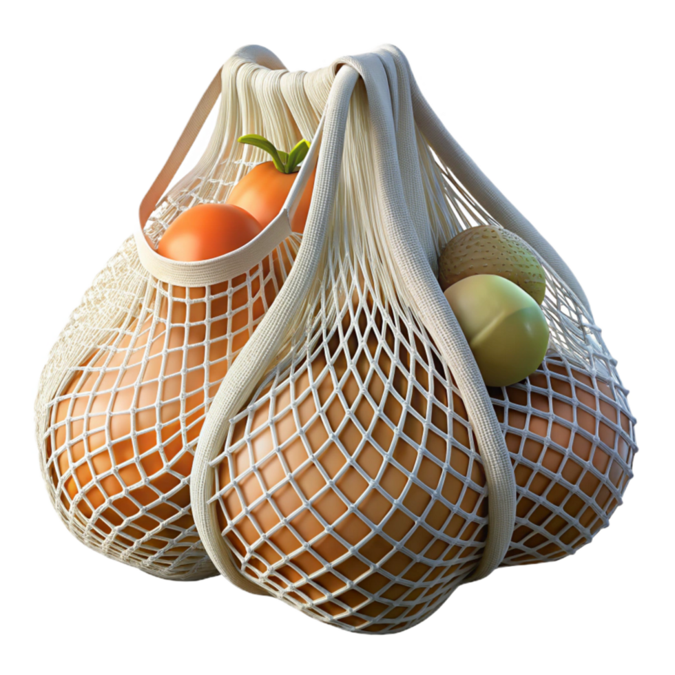 serene classic Reusable Produce Bags Mesh Cotton Isolated high quality png