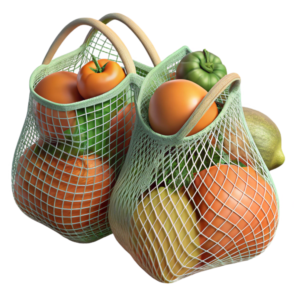 vibrant traditional Reusable Produce Bags Mesh Cotton Isolated high resolution png