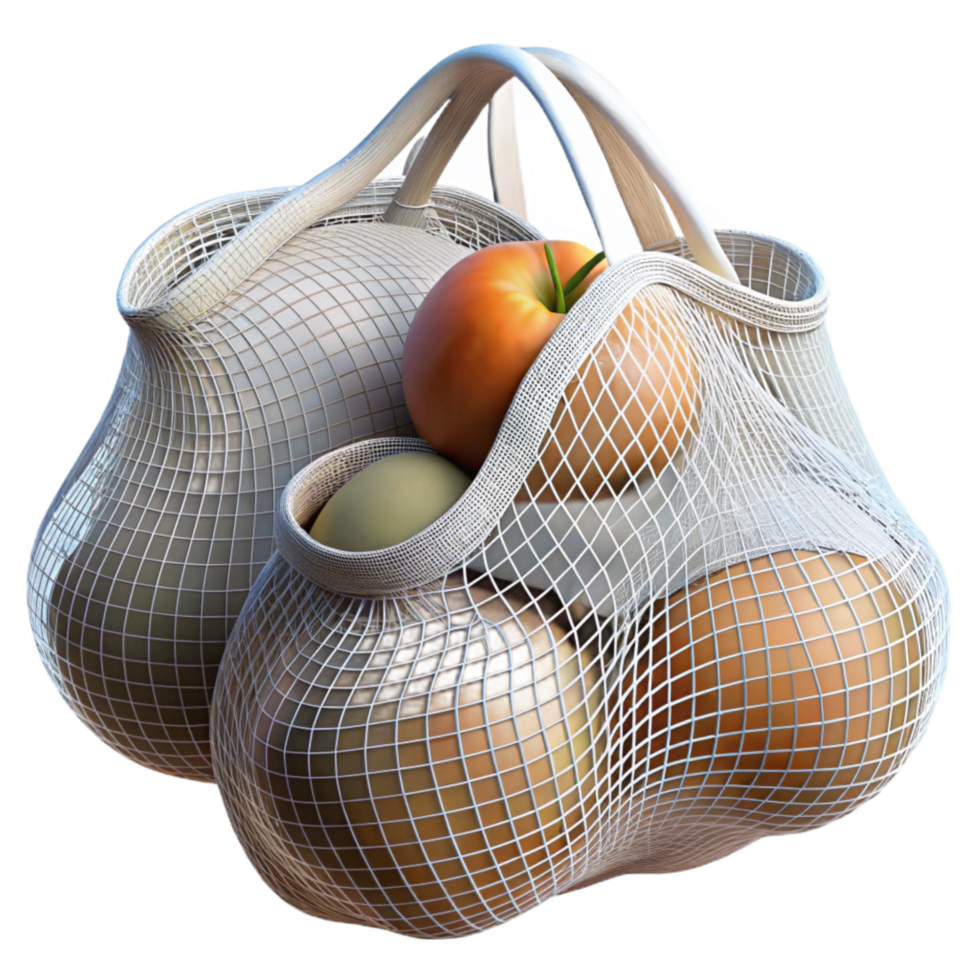 impressive minimalist Reusable Produce Bags Mesh Cotton Isolated professional png