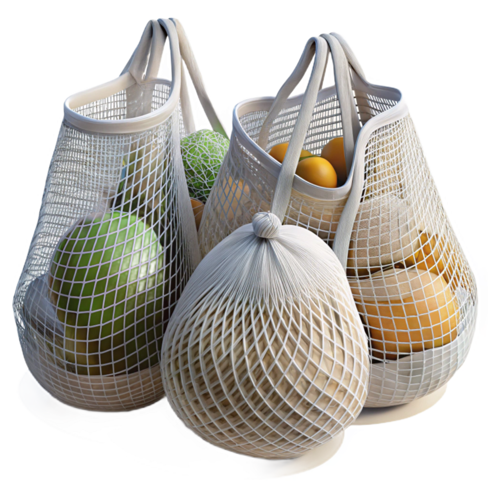 impressive classic Reusable Produce Bags Mesh Cotton Isolated high resolution png